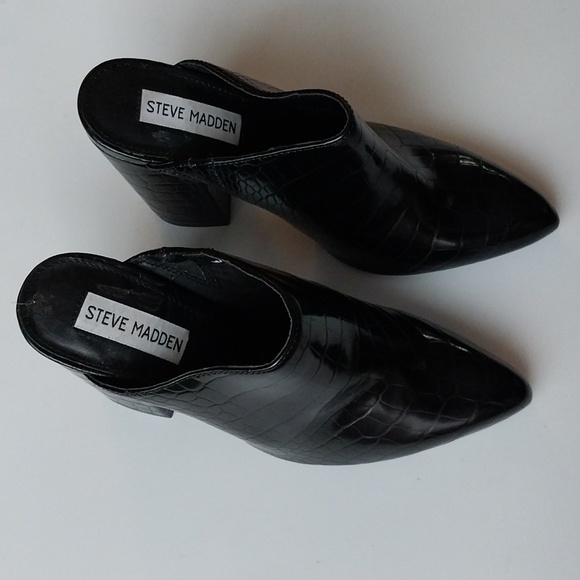 Steve Madden Mule BOOTIE BLACK BLOCK The DITTY Crocodile 6.5 M NEW - Picture 3 of 6